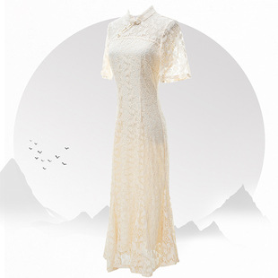 Lace Cheongsam New 2024 Young Style Elegant Girl Fresh and Elegant Improved Version Small dress Summer