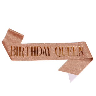 European and American fashion birthday party glitter cloth ribbon birthday queen birthday girl shoulder strap etiquette belt