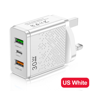 Новое светящееся светодиодное зарядное устройство для мобильного телефона 2USB + PDType-c, многопортовое американское законодательство, европейские правила, британские правила, дорожная зарядка