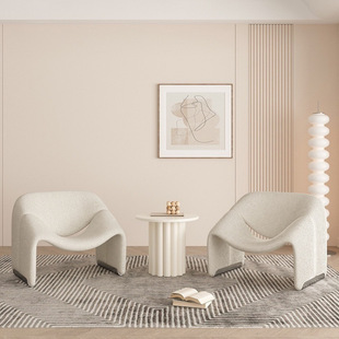 Single Sofa Light Luxury Modern Simple Designer White Cashmere Smile Sofa Chair Modern Creative Internet Popular Chair