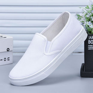 Women's slip-on shoes White flat comfortable student casual nurse white non-slip comfortable canvas single factory direct sales