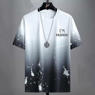 2024 Summer Ice Silk Quick-drying T-shirt Men's Short-sleeved T-shirt Men's Loose Sports Casual Half-sleeved Top Thin Trendy