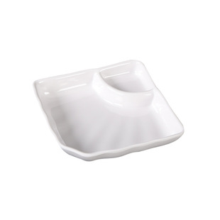 Dumpling plate with vinegar dish white melamine tableware KTV snack dish creative milk tea shop fries plate mother and child plate