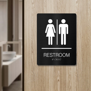 Трансграничное Специально для нержавеющей стали стерео Брайля RESTROOM знак знак для мужчин и женщин туалет знак знак английский знак
