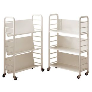 Mobile Cart Storage Rack Bookshelf with Wheels Wrought Iron Shelf Storage Desk Floor-Standing Movable Household Bookcase