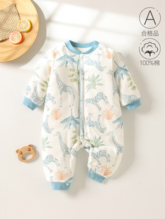 Baby quilted jumpsuit autumn and winter baby girl cotton romper newborn clothes class a thin cotton romper