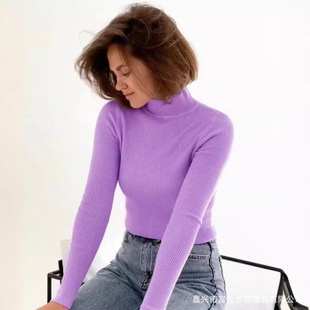New cross-border European and American AliExpress Amazon sweater half turtleneck knitted autumn and winter bottoming shirt Joker jacket wholesale
