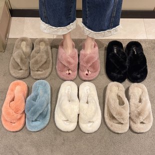 2022 New Maomao Slippers Women's Foreign Trade Large Size Slope Bottom 5.8cm Thick Bottom Embroidered Fashion Cross Maomao Slippers