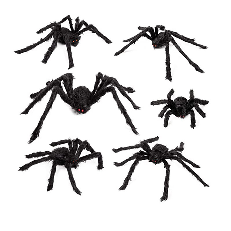 Cross-border Halloween decorations, realistic spider props, plush giant spider, haunted house/ghost festival scene decorations, courtyard