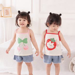 Baby's Summer New Sling 2025 Children's Outer Wear Thin Sling Top Cute Printed All-match Vest 36