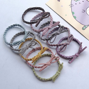 New Korean Style Bold Braided Hair Ring Three-in-One Braided Braided Hair Rope Simple Hair Tie Color Rubber Tendon for Women