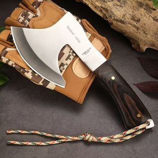 Outdoor Multifunctional Axe Thickened Small Axe Color Wooden Handle Camping Hand Axe Mountain Cutting Blade Portable Defense Camp Axe