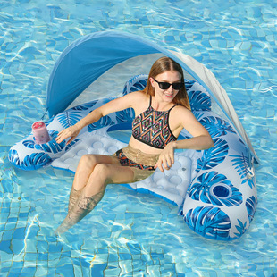 New in stock water multifunctional leaves floating row recliner inflatable with Cup mop recliner floating bed inflatable floating row wholesale