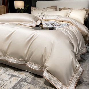 Long-staple cotton four-piece set A 200 cotton cotton 100 bed sheet quilt cover light luxury four seasons advanced bedding 4