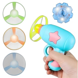 Bamboo dragonfly luminous flying saucer pistol flying fairy outdoor catapult rotating frisbee children's toys night market wholesale