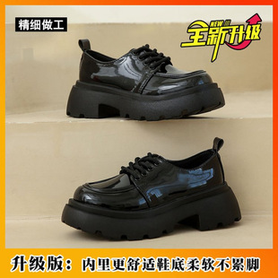 British Style Thick-soled Leather Shoes Women's 2025 New Spring All-match Black Jk Single-layer Shoes Platform Loaf Loafers Ins Trendy