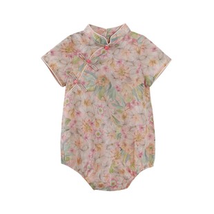 2022 Summer New Triangle Climbing Baby Chinese Style Improved Hanfu Girls Pink Harper Tang Suit Climbing Fashion