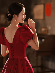Toast Dress Bride Simple Atmosphere Engagement Dress Usually Wear Back Door Dress Wedding Dress Banquet Temperament Women