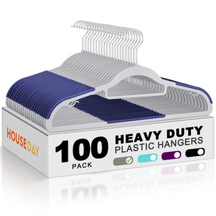HOUSE DAY Quality Plastic Hangers 100 Pack, Non Slip Plastic