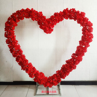 New wedding props wrought iron luminous heart-shaped background arch stage layout creative background LED love grid