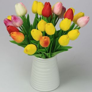 Cross-border Hand Flower PU Tulip Artificial Flower Single Home Decoration Meichen Wedding Fake Flower Hand Tulip Factory