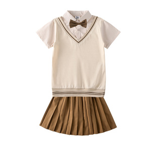 Primary School Students' School Uniform Summer Suit Class Suit Children's Kindergarten Garden Suit Summer Children's Day Graduation Photo Suit British Style