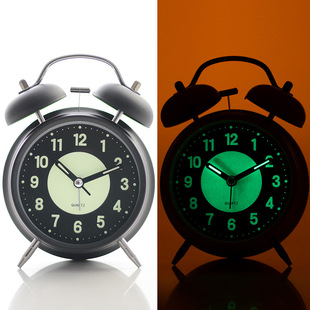 Luminous metal bell alarm clock for students and children wake-up artifact bedroom bedside table mechanical alarm clock super loud