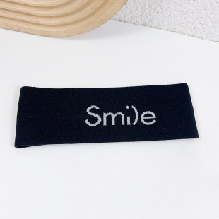 Internet Celebrity Knitted Stretch Solid Color Hair Band Korean Style Casual Sports Wide Rim Hair Band Wash Letter Smile Hair Band