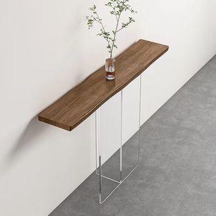 Nordic minimalist wooden hallway light luxury living room acrylic entrance table Net red suspended long table log narrow table