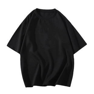 2024 new T-shirt men's 220g heavy solid color round neck short sleeve casual pure cotton solid color men's and women's same T-shirt