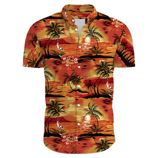 3D digital printing men's shirt leisure plant printing Europe and the United States cross-border source direct selling AliExpress Amazon ebay