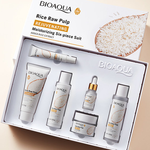 BIOAOUA Rice Raw Pulp Skin Rejuvenating and Moisturizing Six-piece Set Hydrating and Moisturizing Skin Care Set Foreign Trade Cross-border Wholesale