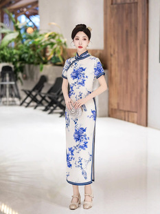 5565 Новый Cheongsam 2025 новый китайский стиль элегантный темперамент длинное старое шанхайское платье