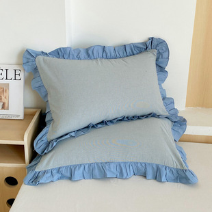 Class A Washed Cotton Cotton Pillowcase Pair for Adult Large Single Pillowcase Cotton Lace Pillowcase 48x74