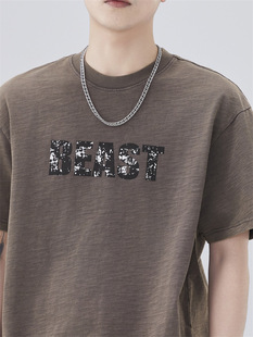 Summer New Loose American Casual Men's T-shirt Short-sleeved Letter Printing Round Neck Fashion Brand Bamboo Cotton Half-sleeved