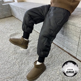Boys' Down Pants 2024 New Winter Children's Thickened Pants Korean Fashionable Winter Warm Cotton Pants