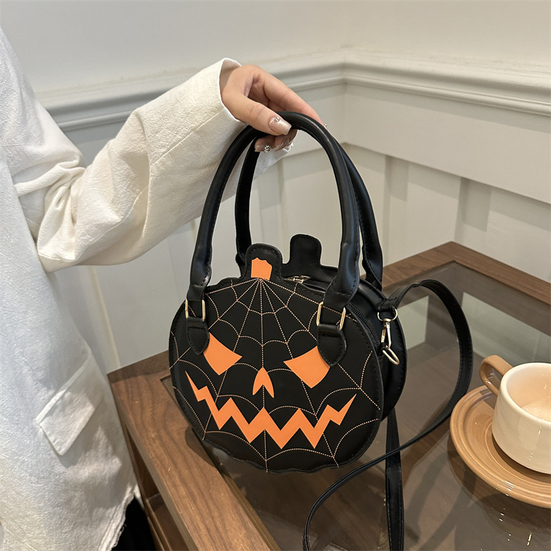 Halloween Pumpkin Bag 2026 New Style Color-Block Simple Shoulder Handbag Quirky Cross-Border Single Shoulder Crossbody Women's Bag