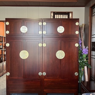 Chinese Style Old Elm Wardrobe Pure Solid Wood Bedroom Coat Cabinet Imitation Classical Household Storage Top Cabinet