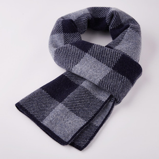Men's cashmere scarf winter high-end gift jacquard Plaid business warm knitted scarf wool scarf men