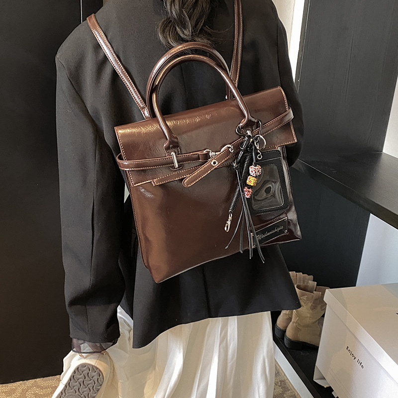 2024 Winter New Korean Style Retro Large Capacity Backpack/Underarm Bag for Women, Suitable for Class, Commute, and Briefcase/Shoulder Bag