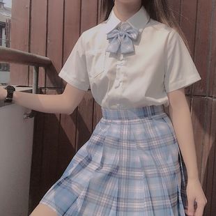 Original Homemade Basic Milk White Corner Break Shirt Short Sleeve Summer Student JK Uniform Loose Top
