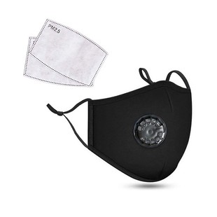 PM2.5 Anti-Haze and Dust-proof Activated Carbon Cycling Breathing Valve Black Pure Cotton Women Men's Cotton Warm Winter Mask