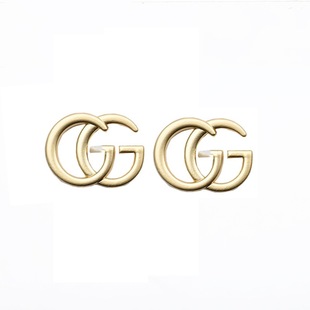 New S925 Silver Needle Slim Face g Letter Earrings Fashion All-Match Elegant Internet Celebrity Ear Jewelry Matte Gold Gloss Texturous