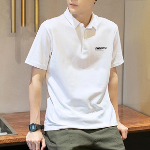 Factory direct selling half sleeve top summer lapel short sleeve T-shirt simple loose new fashion casual 2024 men