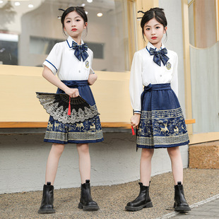 Юбка с конским лицом для девочек Hanfu China Fengchun Summer Academy Wind Spring