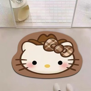 Bathroom Floor Mat Diatom Mud Style Cartoon Hello Kitty Floor Mat Toilet Water Absorbent Non-Slip Foot Mat Entry Door Mat