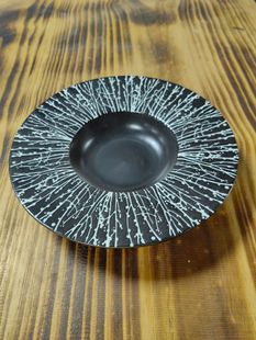 Nordic Style Simple Cafe Dinner Plate Black and White Line Wide-brimmed Straw Hat Plate Hotel Western Restaurant Ceramic Deep Soup Plate