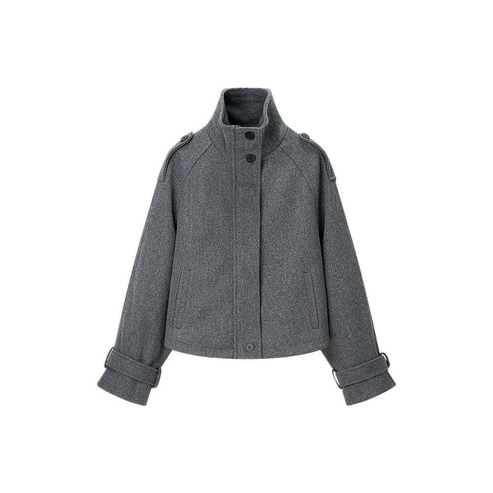 ZG Foreign Trade 2026 New Women's Autumn and Winter Loose-Fit Cross-Border European and American Style High-Quality Elegant Gray Wool Coat