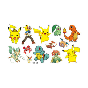 Трансграничные Pikachu Детская татуировка наклейки День рождения татуировки Наклейки для переноса воды Одноразовые наклейки
