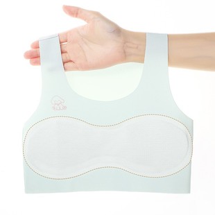 Student development period 7A antibacterial seamless light warm brushed girl vest underwear breathable double layer thin pad without steel ring